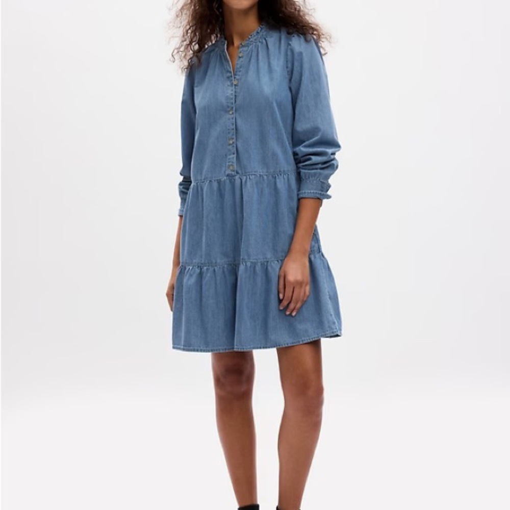 GAP Tiered Denim Mini Shirtdress
